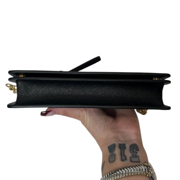 PRADA Black Saffiano Gold Wallet On Chain WOC Wristlet - Picture 5 of 13